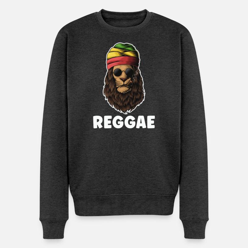 Rastafari Reggae Lion - Männer Premium Bio Pullover - Anthrazit meliert