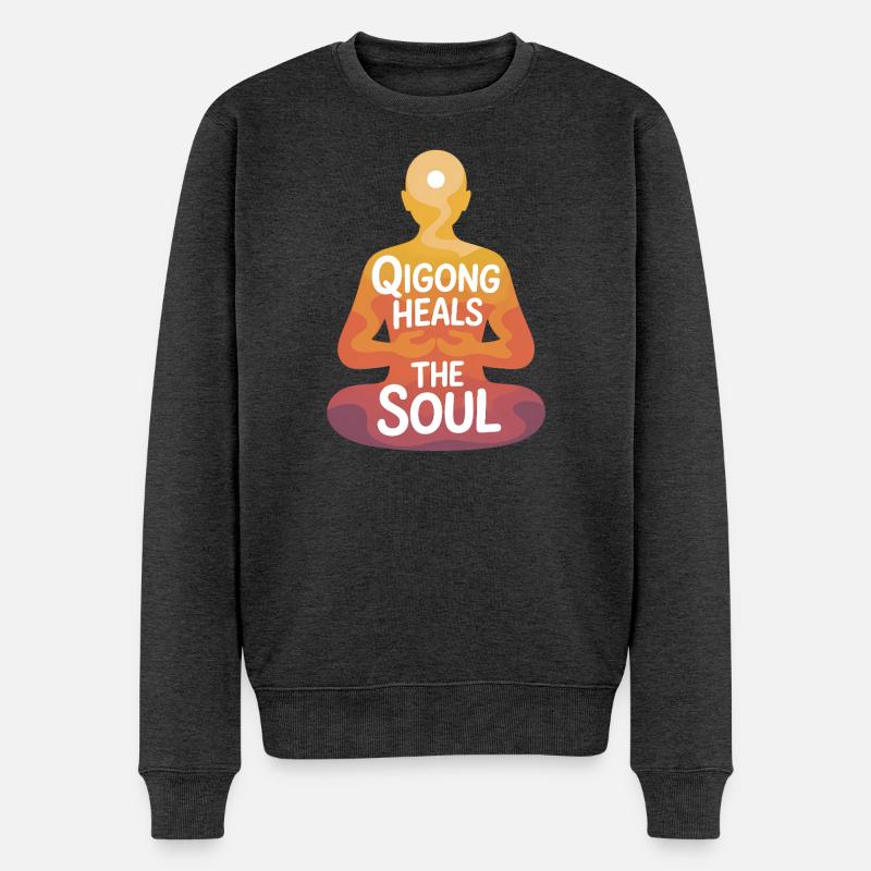 Qigong Tai Chi - Männer Premium Bio Pullover - Anthrazit meliert