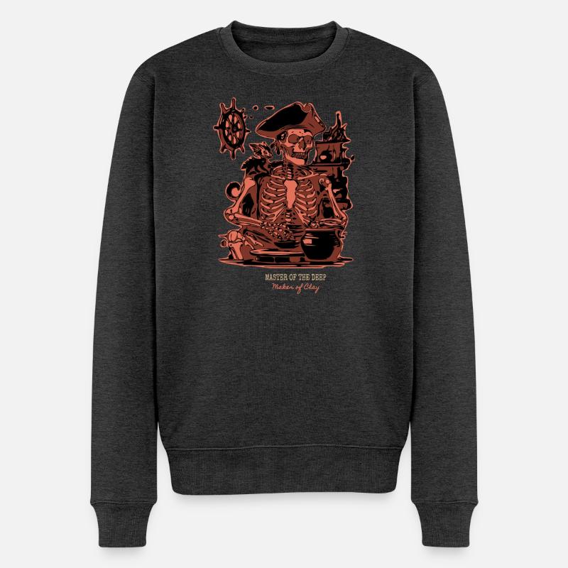Meister der Tiefe – Skelettkunst-Keramik - Männer Premium Bio Pullover - Anthrazit meliert