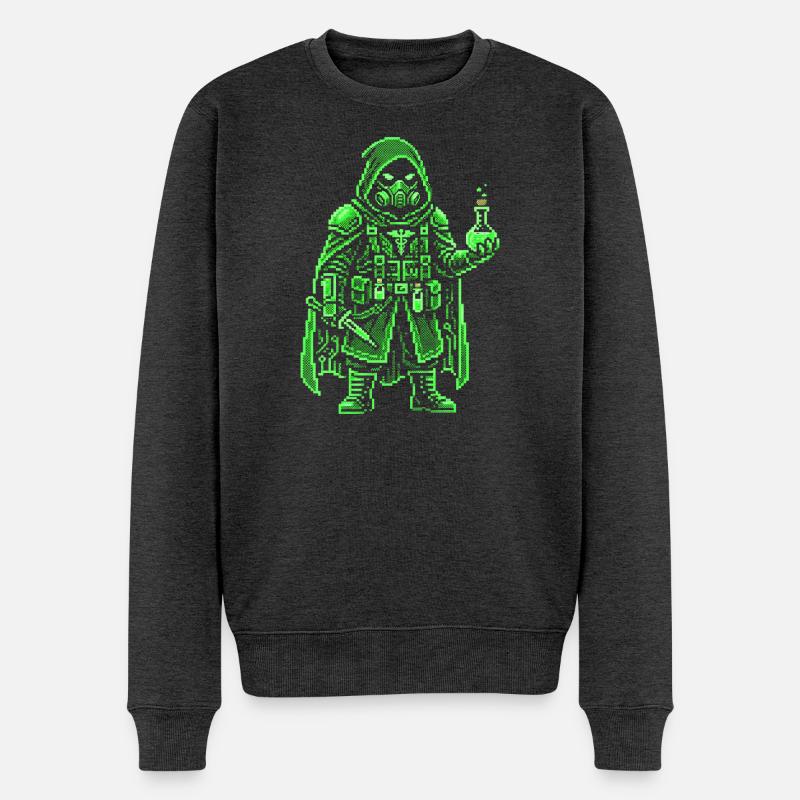 Punk Apotheker Pixel Art Retro Hacker - Männer Premium Bio Pullover - Anthrazit meliert