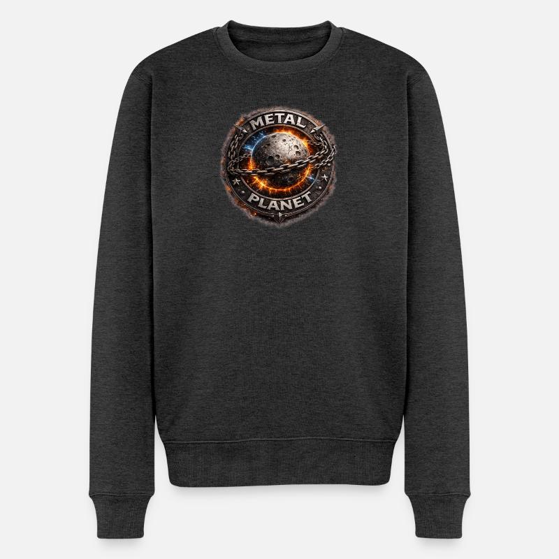 Heavy Metal Planet - Männer Premium Bio Pullover - Anthrazit meliert