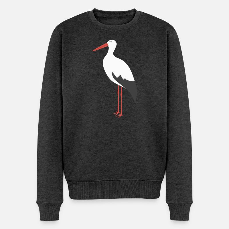 Weißstorch - Männer Premium Bio Pullover - Anthrazit meliert