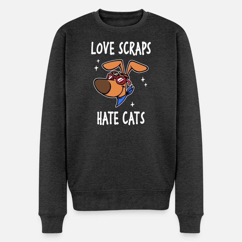 Katze Hund Statement Haustiere Lieblingstier - Männer Premium Bio Pullover - Anthrazit meliert