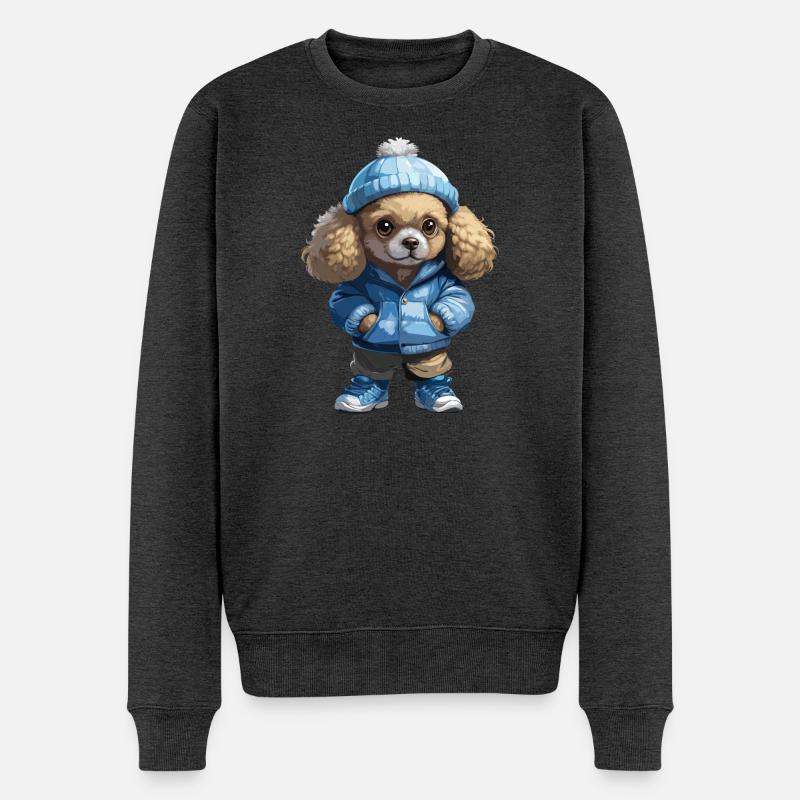 Pudel Herbst Winter Outfit - Männer Premium Bio Pullover - Anthrazit meliert