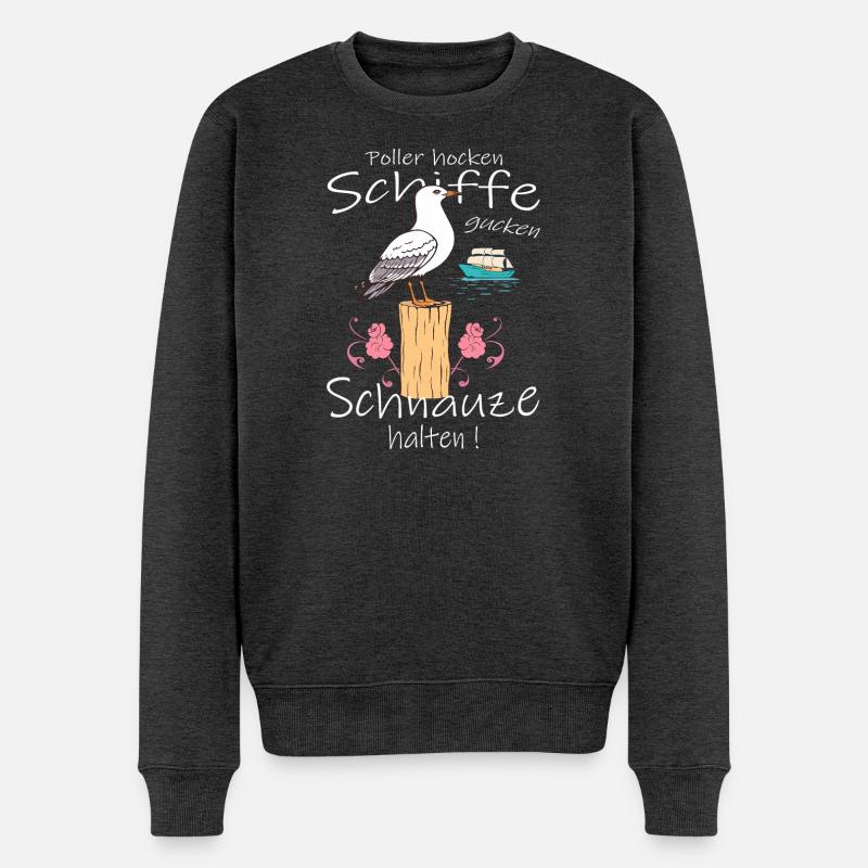 Lustige Möwe - Männer Premium Bio Pullover - Anthrazit meliert