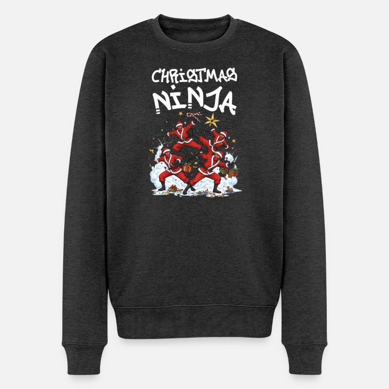 Christmas Ninja - Männer Premium Bio Pullover - Anthrazit meliert