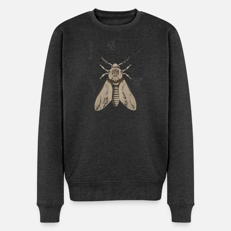 Schädel-Nachtfalter Anatomie - Männer Premium Bio Pullover - Anthrazit meliert