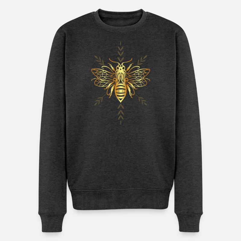 Biene Honigbiene Blumen - Männer Premium Bio Pullover - Anthrazit meliert