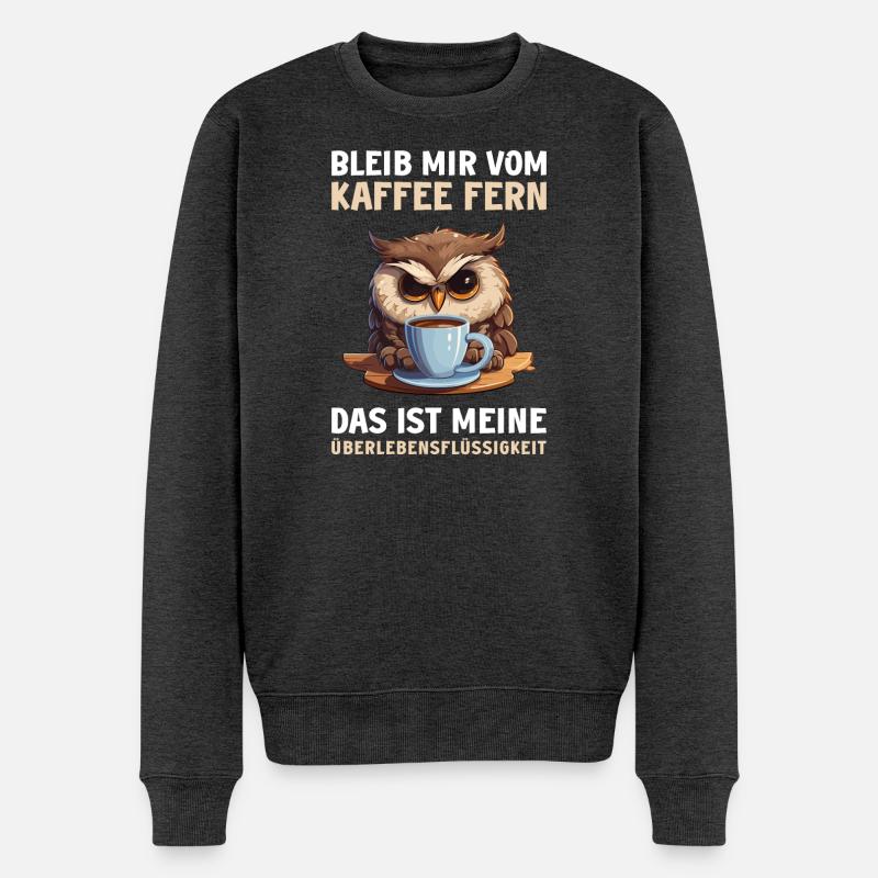 Lustige Eule Kaffee Eulen Kaffeeliebhaber Spruch - Männer Premium Bio Pullover - Anthrazit meliert