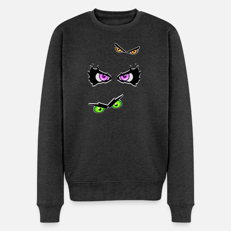 Halloweenaugen böse - Männer Premium Bio Pullover - Anthrazit meliert