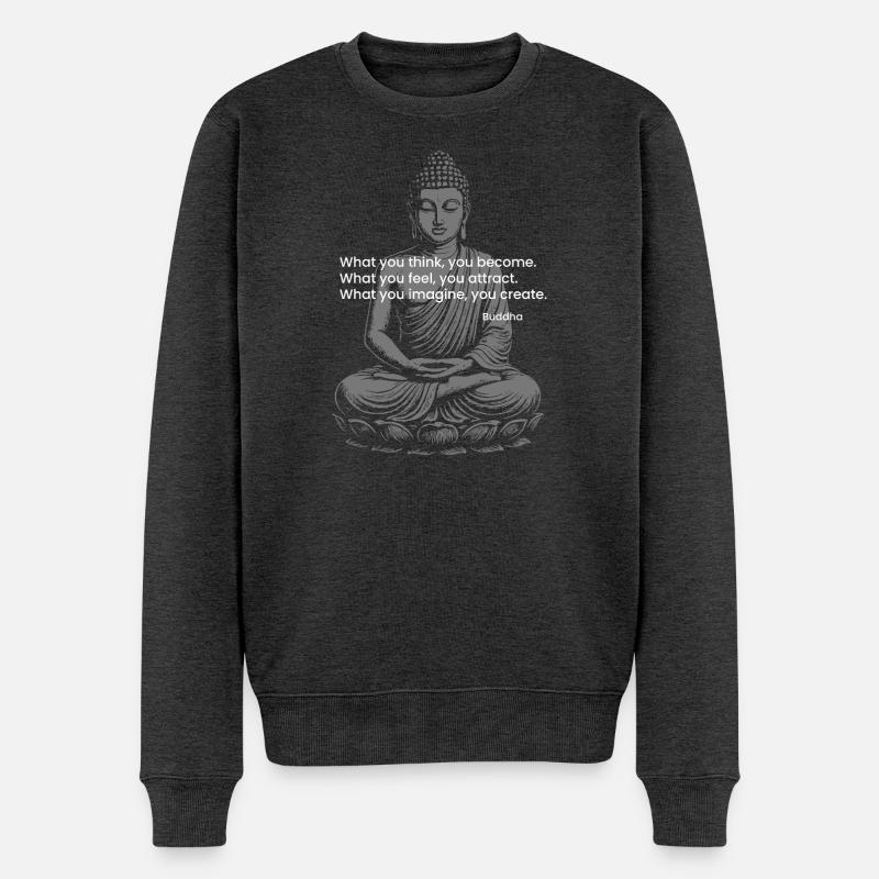 Buddha Meditation Design - Männer Premium Bio Pullover - Anthrazit meliert
