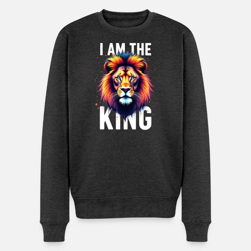 I am the King Löwe - Pull Premium bio Homme - anthracite chiné