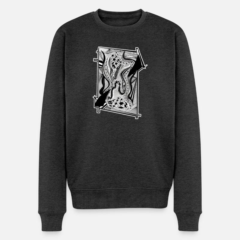 Schwarz-Weiß abstraktes Design Nr. 8 - Männer Premium Bio Pullover - Anthrazit meliert