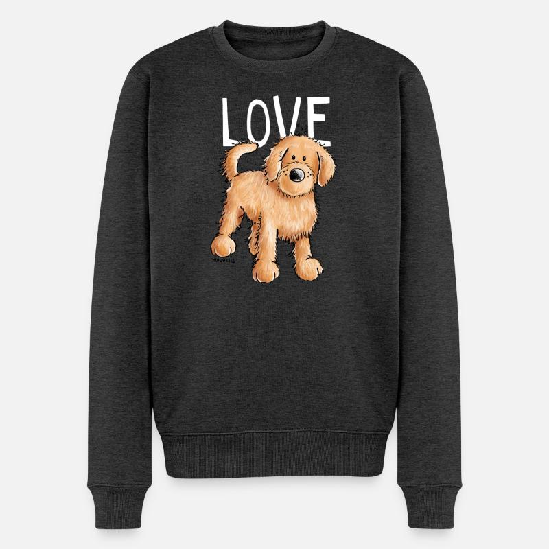 Doodle In Love - Goldendoodle - Hund - Geschenk - Männer Premium Bio Pullover - Anthrazit meliert