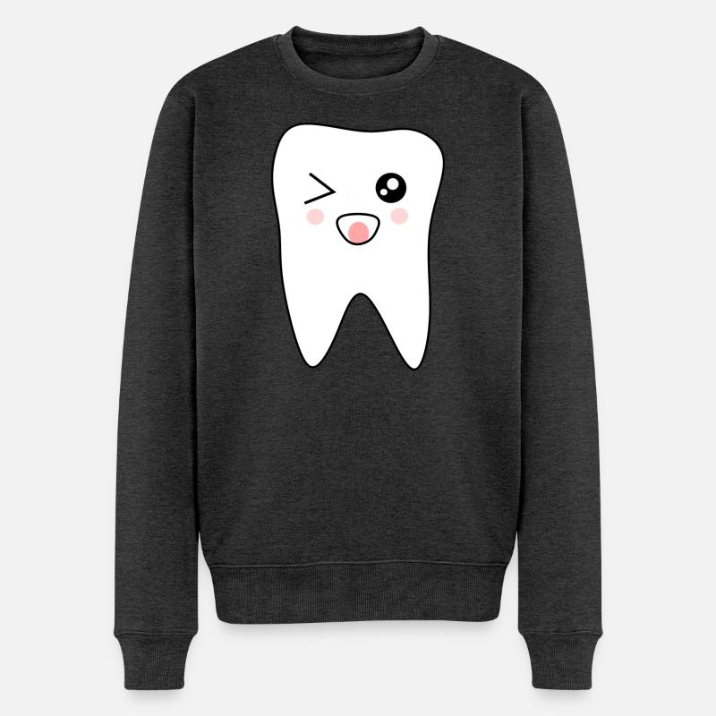 Zahn, Zähne, Zahnarzt Geschenk - Männer Premium Bio Pullover - Anthrazit meliert