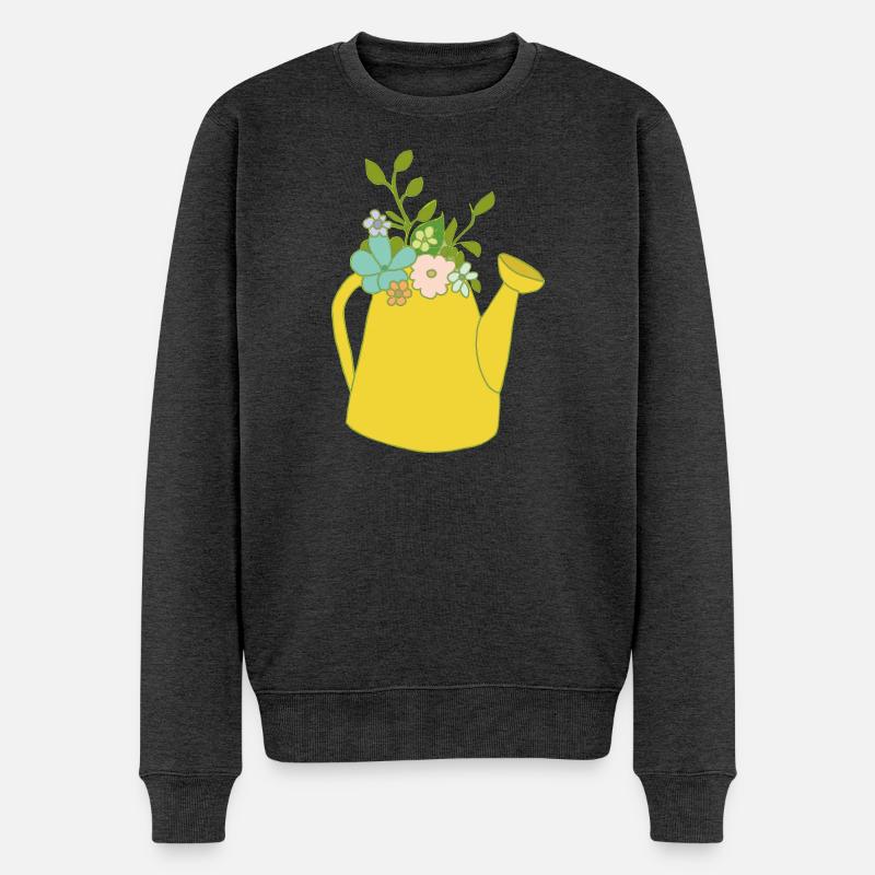 giesskanne blumen - Männer Premium Bio Pullover - Anthrazit meliert