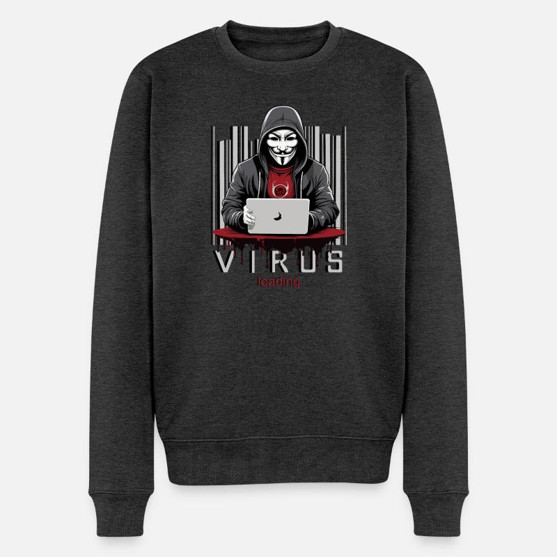 Anonymous Hacker - Männer Premium Bio Pullover - Anthrazit meliert