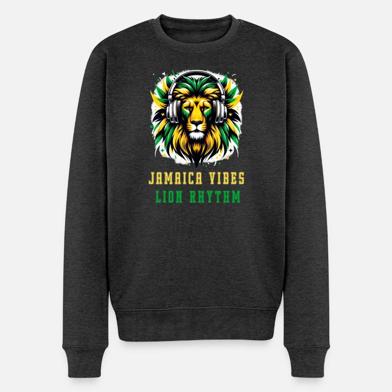 Jamaika Löwen Reggae Design - Männer Premium Bio Pullover - Anthrazit meliert