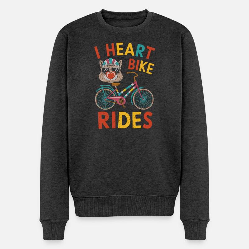 Herz Radfahren Illustration - Männer Premium Bio Pullover - Anthrazit meliert