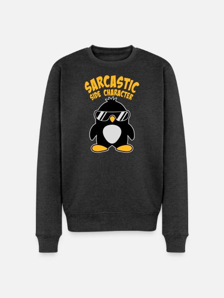 Penguin Sarcastic Side Character Sunglasses Logo - Men's Premium Organic Jumper - heather anthracite
