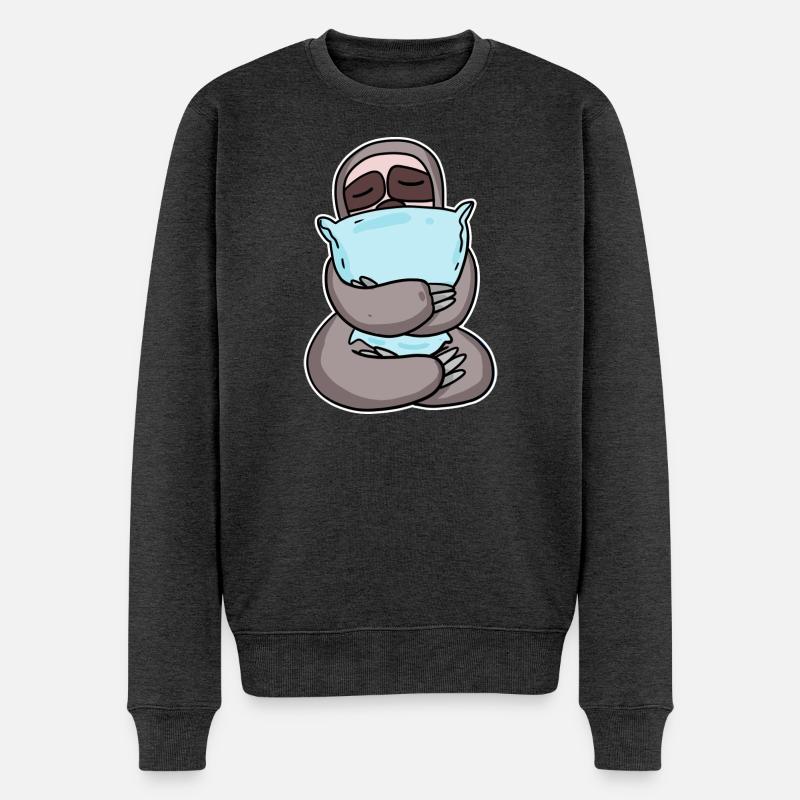 Faultier mit Kissen - Männer Premium Bio Pullover - Anthrazit meliert