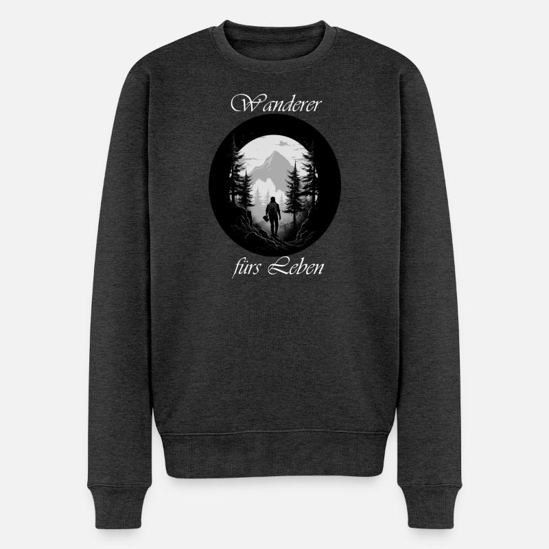 Wanderer fürs Leben weiß - Männer Premium Bio Pullover - Anthrazit meliert