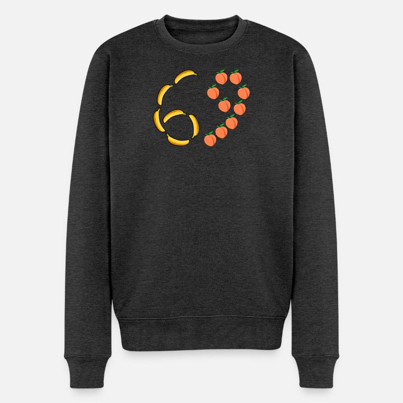 Fruchtmotiv Bananen und Pfirsiche - Männer Premium Bio Pullover - Anthrazit meliert