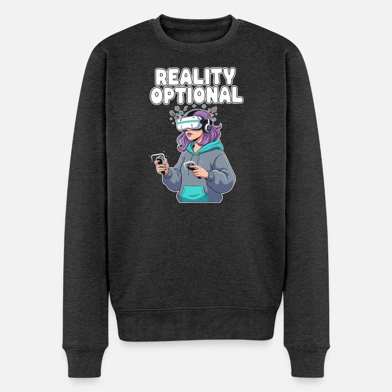 Reality Optional VR Gamerin - Männer Premium Bio Pullover - Anthrazit meliert