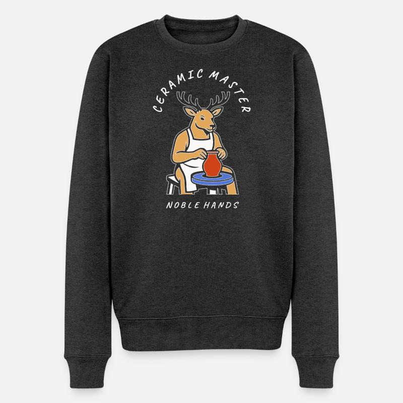 Keramikmeisterhirsch — Edle Hände - Männer Premium Bio Pullover - Anthrazit meliert