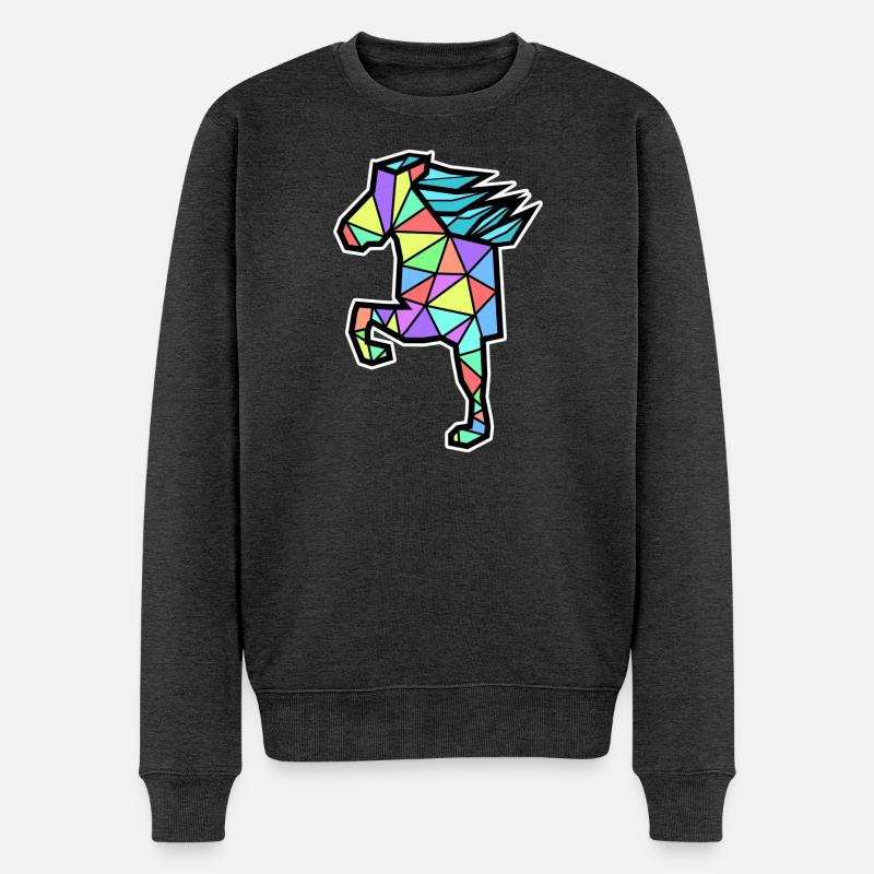Ross Polygon Islandpferde Isländer Pferdenarr - Männer Premium Bio Pullover - Anthrazit meliert