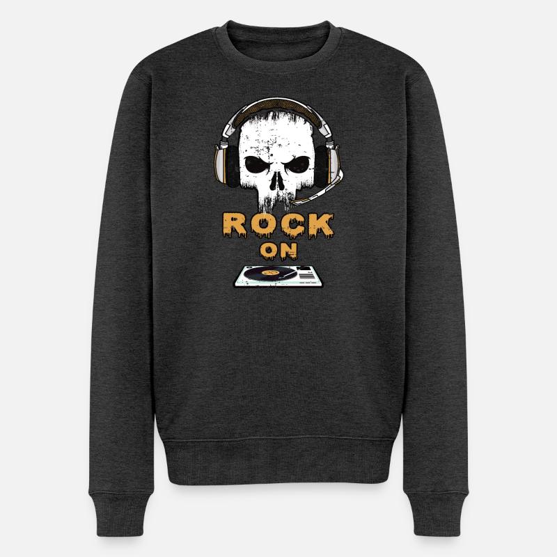 Rock Music On - Männer Premium Bio Pullover - Anthrazit meliert