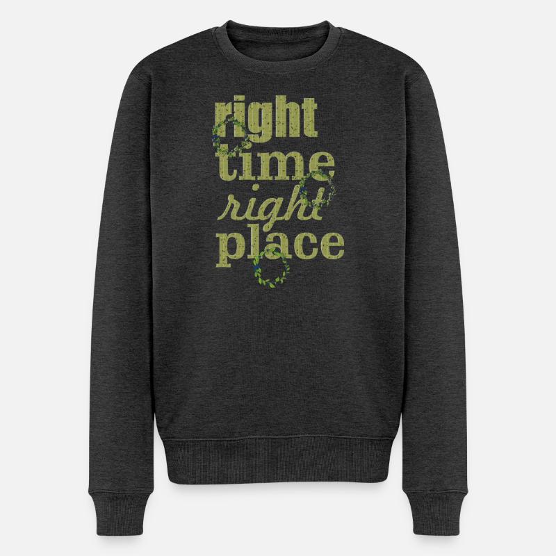 right time - Männer Premium Bio Pullover - Anthrazit meliert