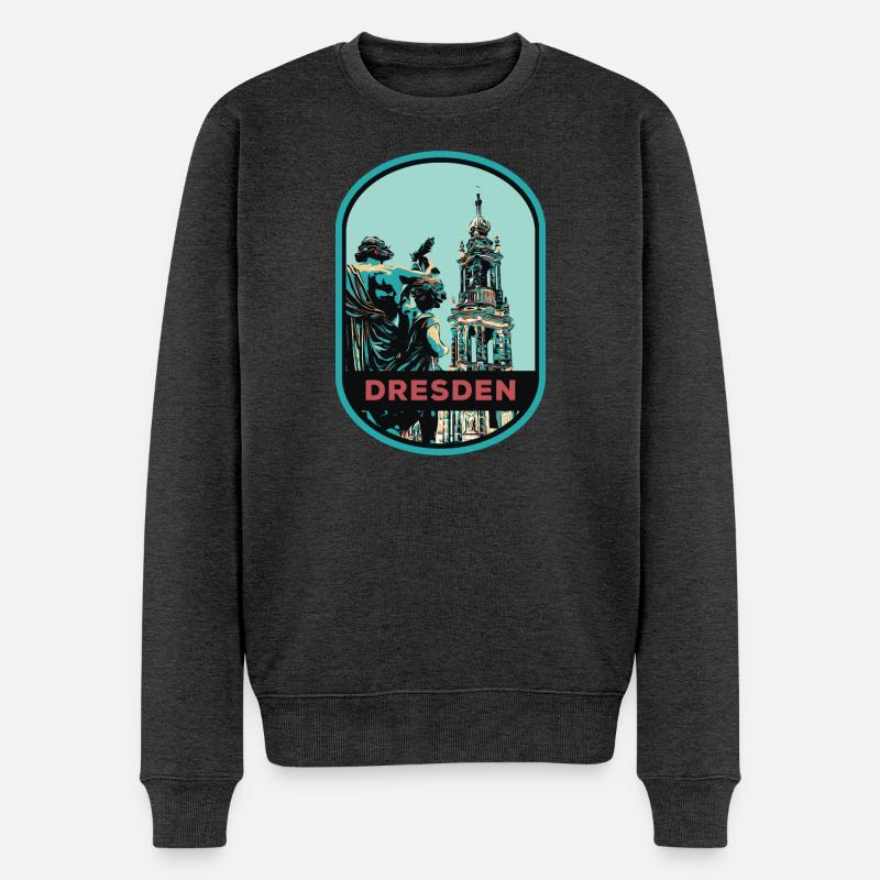 Illustration: Hofkirche, Dresden - Männer Premium Bio Pullover - Anthrazit meliert
