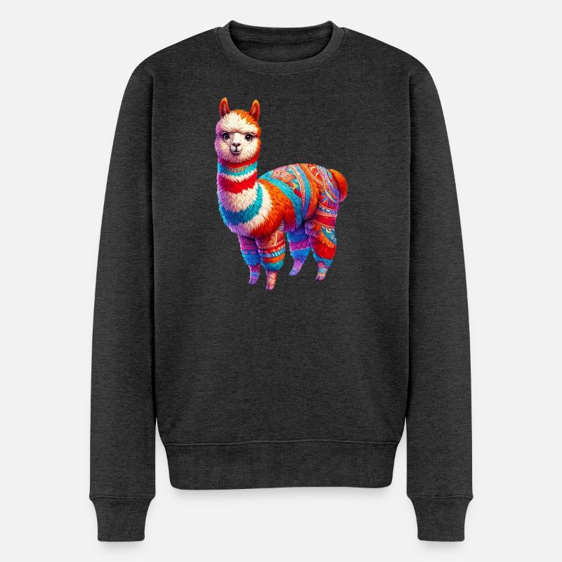 Alpaka - Männer Premium Bio Pullover - Anthrazit meliert
