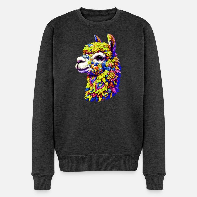Alpaka - Männer Premium Bio Pullover - Anthrazit meliert