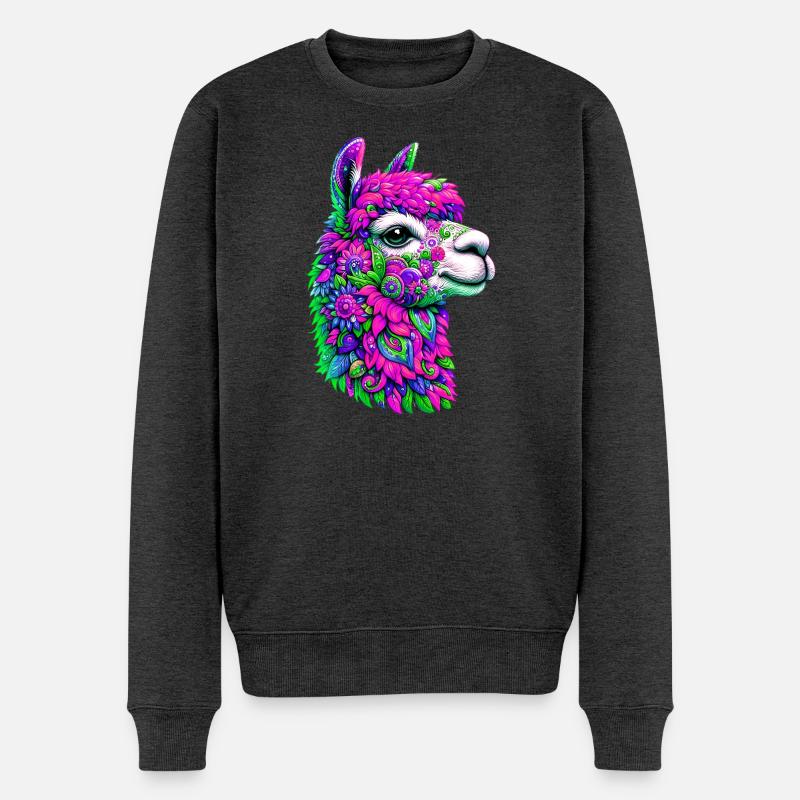 Alpaka - Männer Premium Bio Pullover - Anthrazit meliert