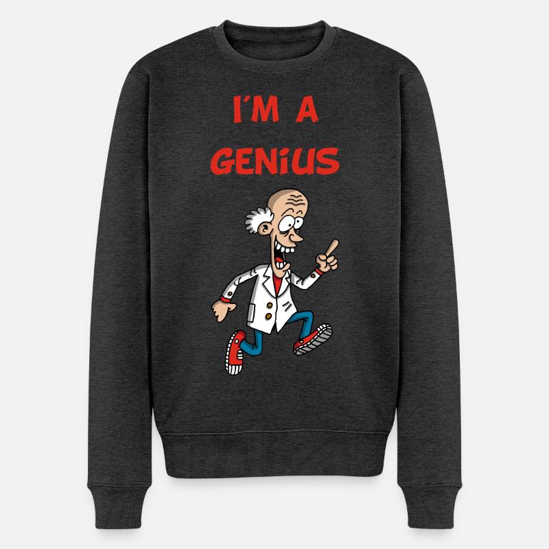 Ich bin ein Genie (Englisch) - Männer Premium Bio Pullover - Anthrazit meliert