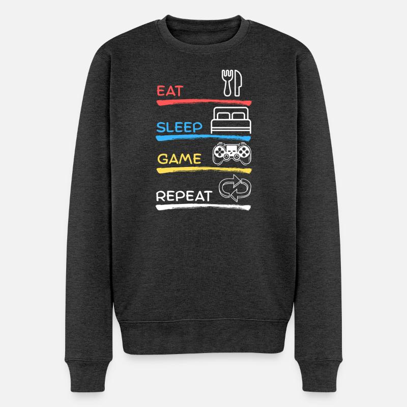 Manger dormir jeu Répéter - Pull Premium bio Homme - anthracite chiné