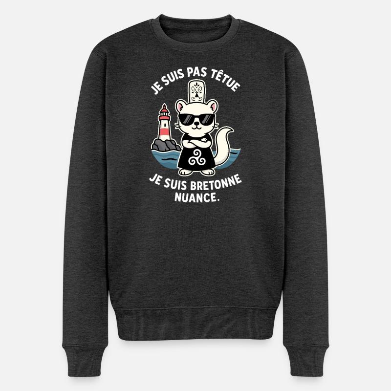 Ich bin nicht stur hermine bretonne humor bretagne - Männer Premium Bio Pullover - Anthrazit meliert