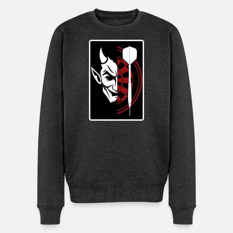 Darts, Bullseye, Dartboard and devil. - Männer Premium Bio Pullover - Anthrazit meliert