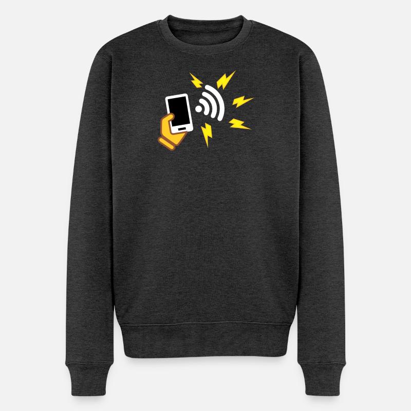 Telefon mit aggressivem Erscheinungsbild - Männer Premium Bio Pullover - Anthrazit meliert