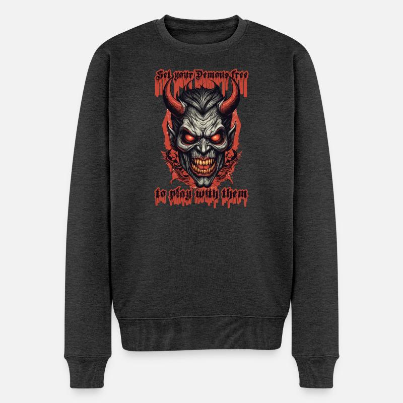 Des démons avec lesquels jouer - Pull Premium bio Homme - anthracite chiné