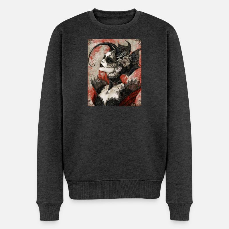 Dark Gothic Diva - Männer Premium Bio Pullover - Anthrazit meliert