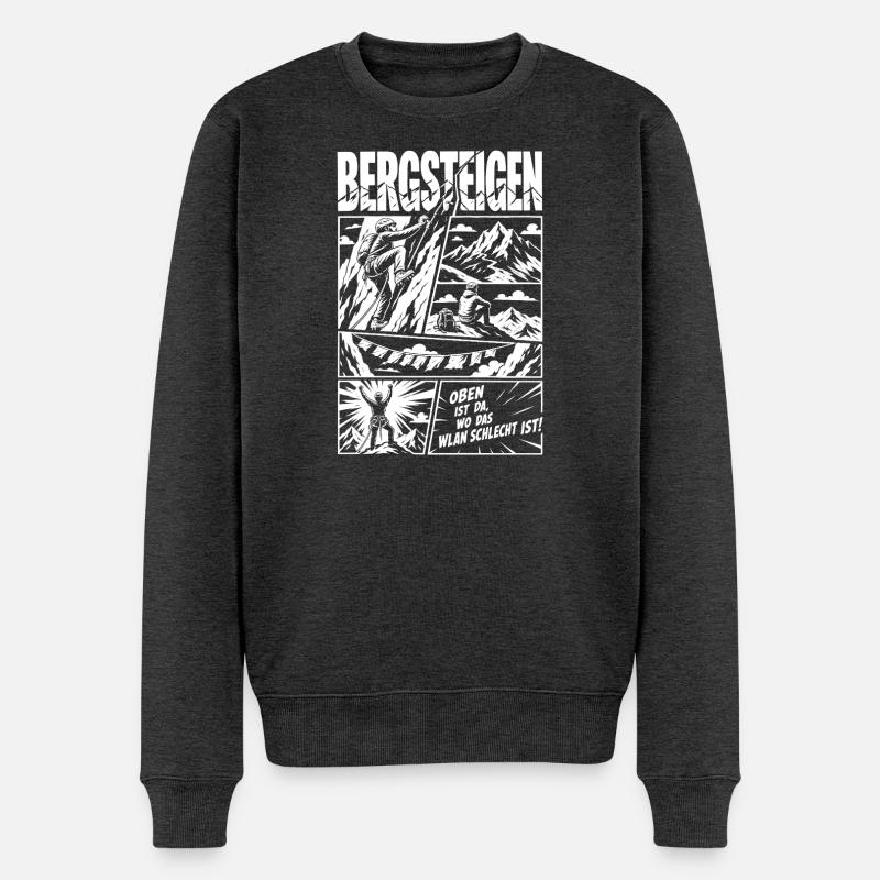 Bergsteigen Abenteuer Klettern Aussicht - Männer Premium Bio Pullover - Anthrazit meliert