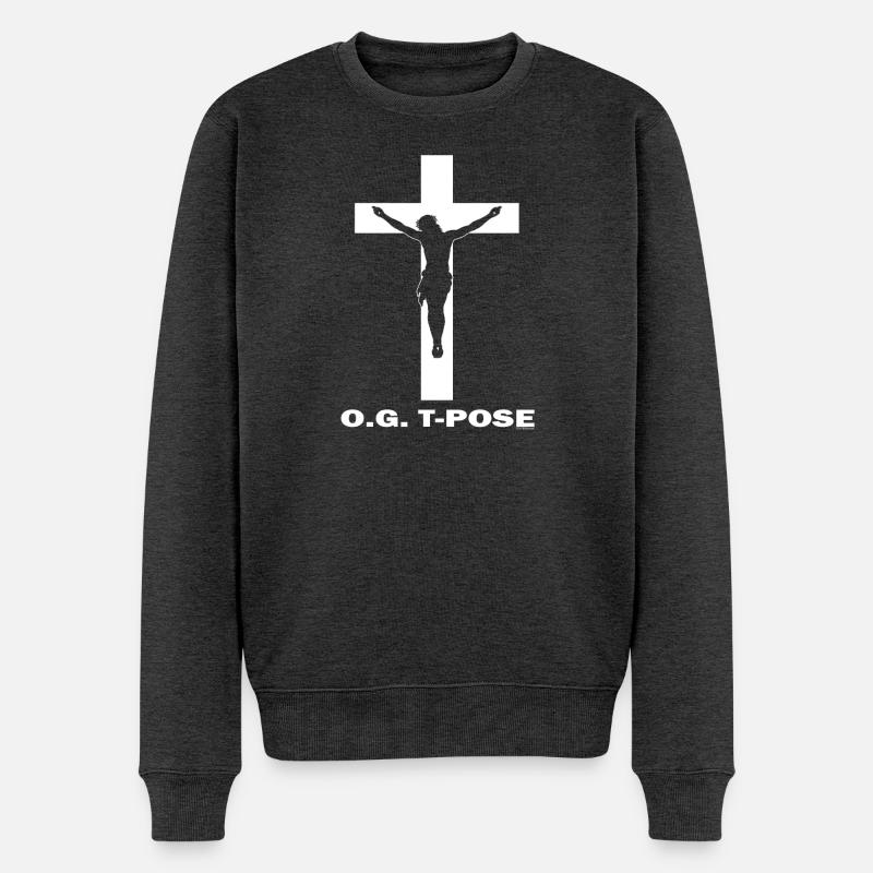 OG T-Pose Jesus - Männer Premium Bio Pullover - Anthrazit meliert