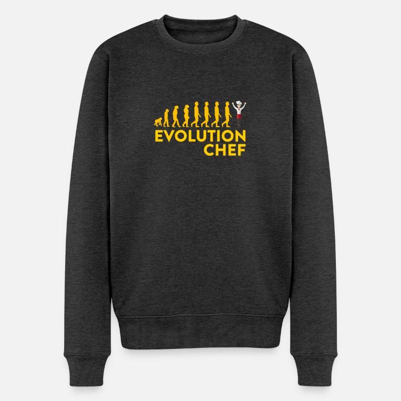 Evolutionärer Chef Motive - Männer Premium Bio Pullover - Anthrazit meliert