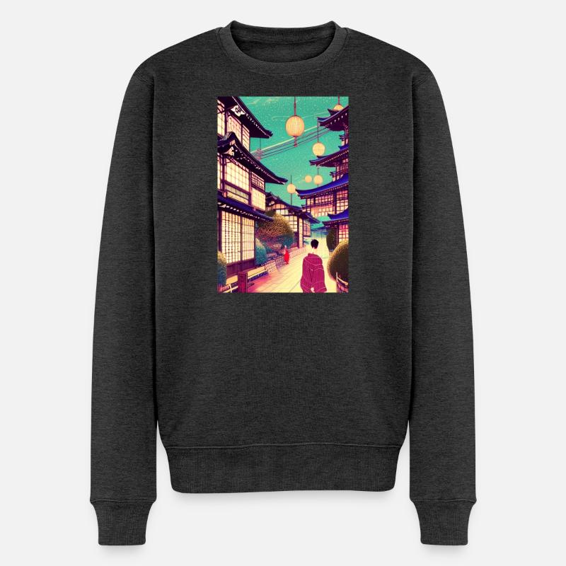Drucken 8 - Männer Premium Bio Pullover - Anthrazit meliert