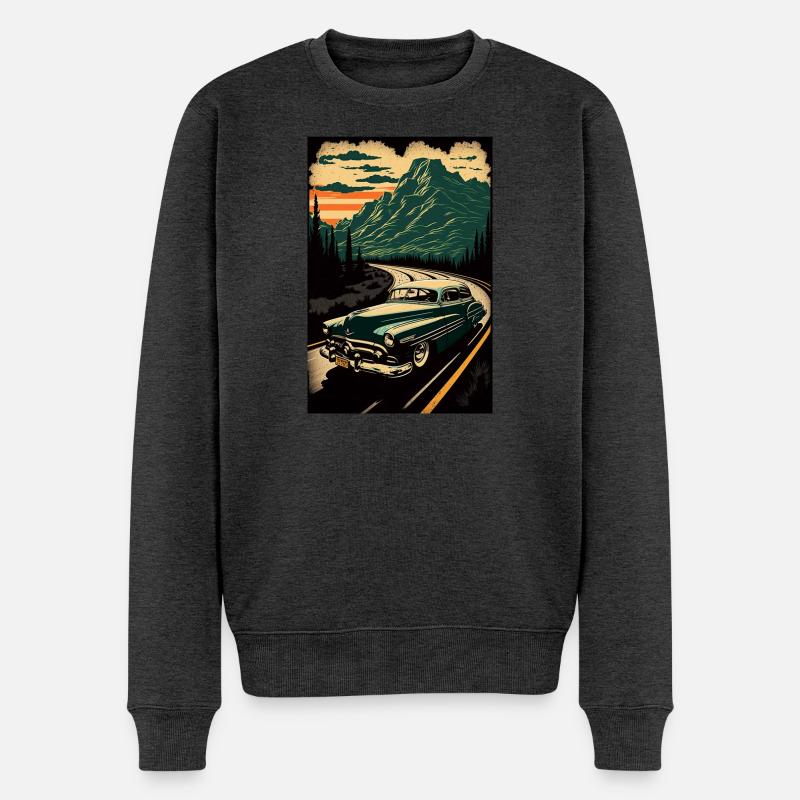 Vintage Car - Männer Premium Bio Pullover - Anthrazit meliert