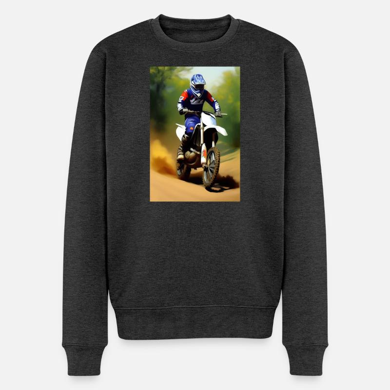 Motocross Fahren - Männer Premium Bio Pullover - Anthrazit meliert