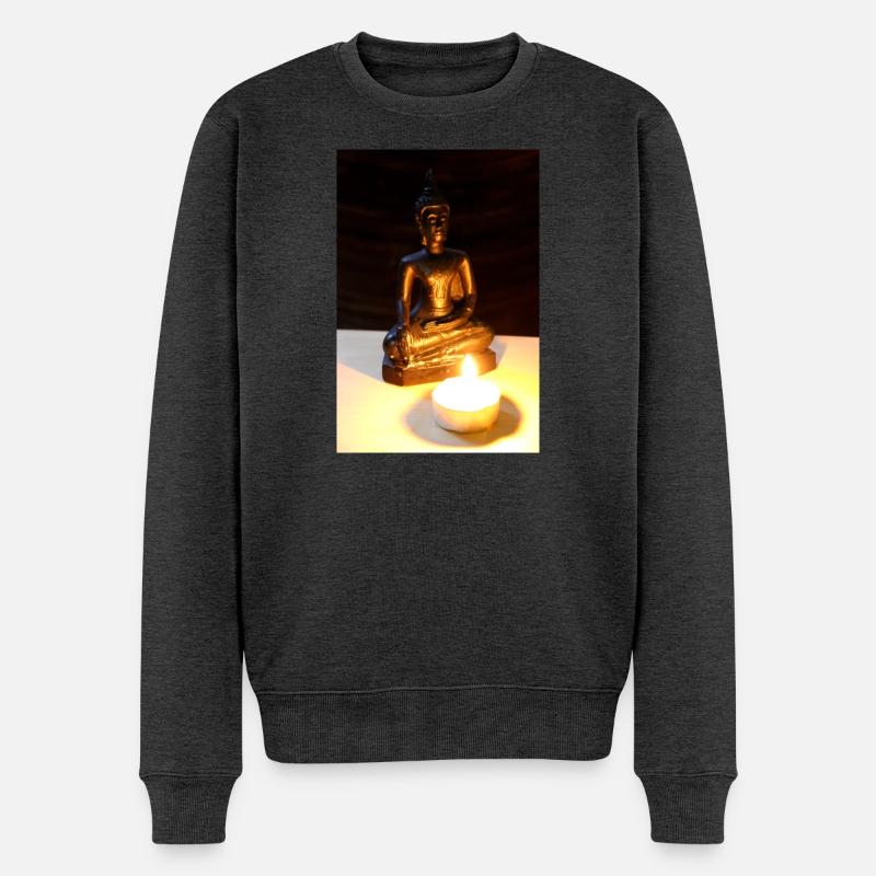 Affiche de Bouddha - Pull Premium bio Homme - anthracite chiné